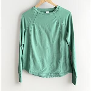 Member’s Mark Brushed Long Sleeve Tee Green Lily Crewneck Soft Fleece Size M